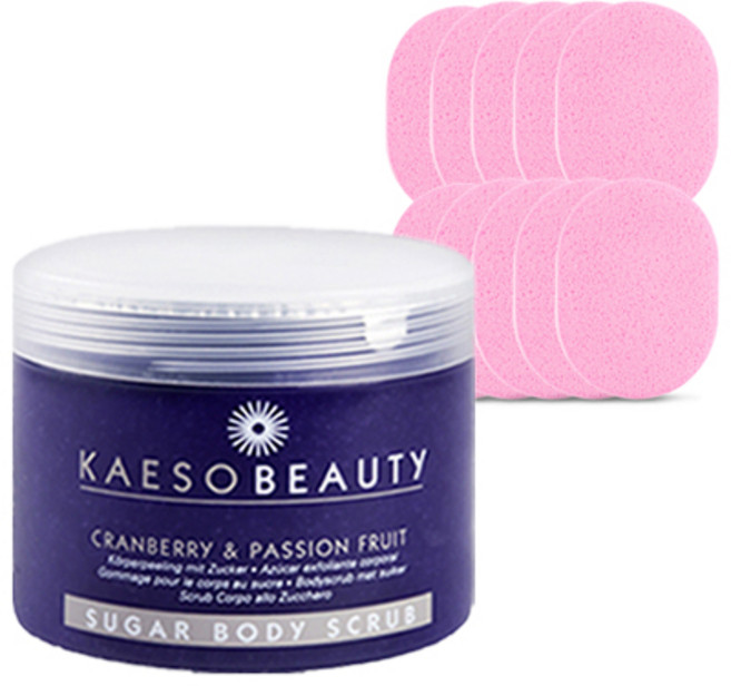 케소 바디스크럽 왁싱 각질케어 450ml 2종 + 도톰한 15T 해면 10개, 크랜베리&패션후르츠