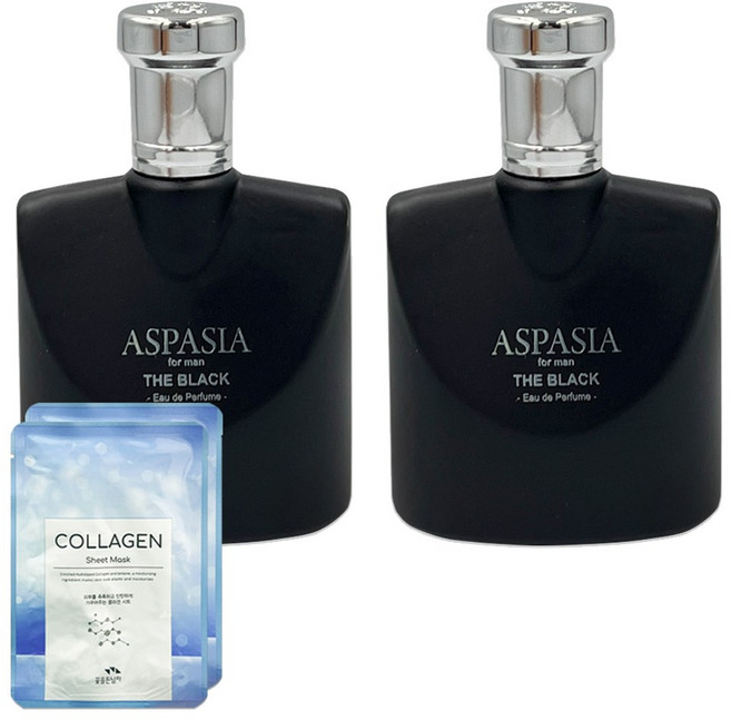 아스파시아 블랙 오드퍼퓸 남자향수 (+꽃을든남자 마스크팩), 2개, 50ml