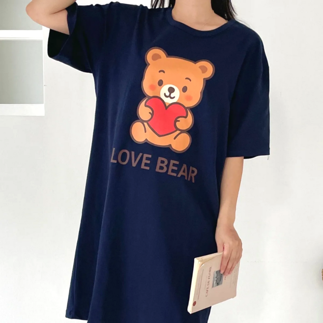 별별모아 반팔 루즈핏 순면 원피스 홈웨어 잠옷 실내복