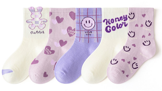 슈가앤 주니어 아동용 NF 5켤레 양말세트 중목 유아 아동 초등 양말