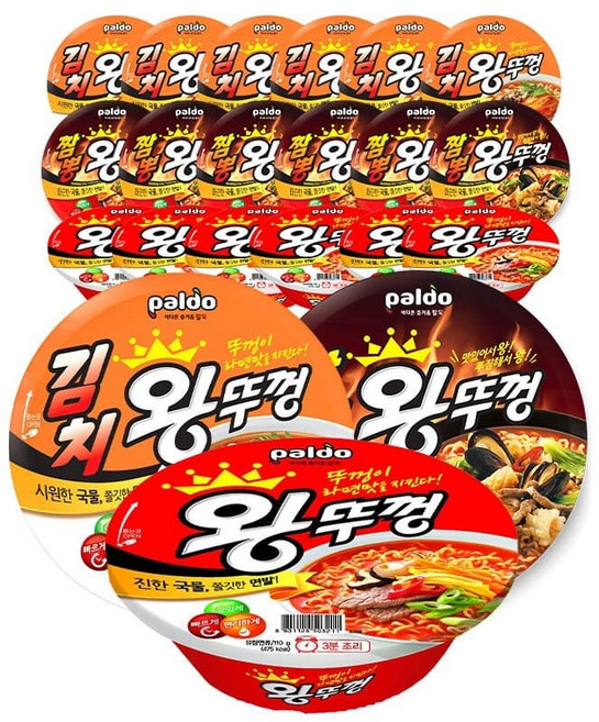 [G] 팔도 왕뚜껑 혼합 18개 (왕뚜껑 6개 + 김치 6개 + 짬뽕 6개)