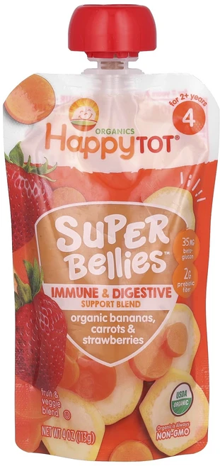 Happy Family Organics Happy Tot Super Bellies 4단계 유기농 바나나 당근 딸기 113g(4oz), HappyFamilyOrganicsHappyTotSup, 113g - 쿠팡