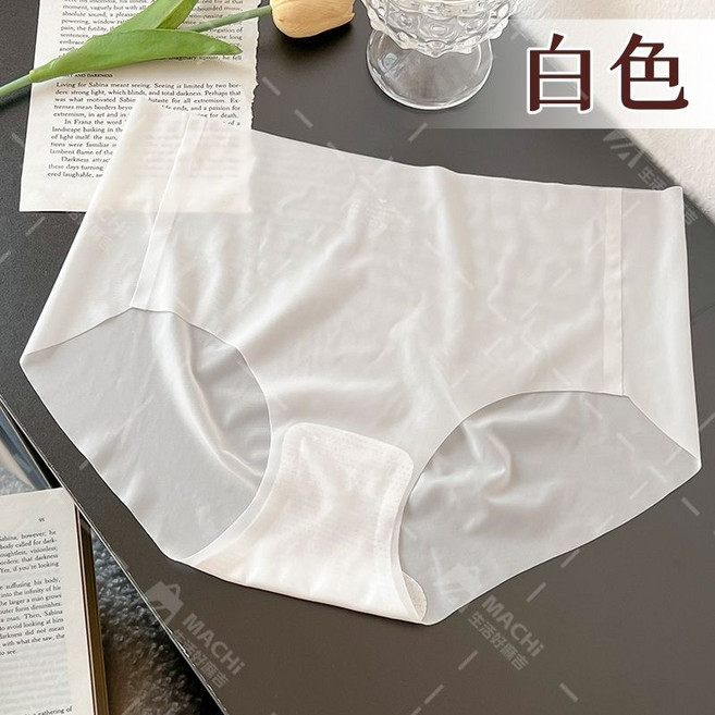 超無痕面膜內褲 涼感冰絲裸感透氣女內褲, 白色,M