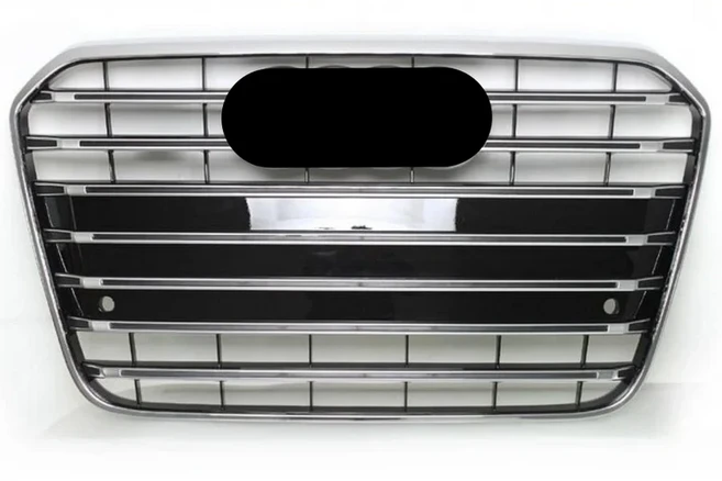 전면 후드 그릴 자동차 범퍼 중앙 RS6 레이싱 A6 C7 2012-2015, 18 With Chrome Rings