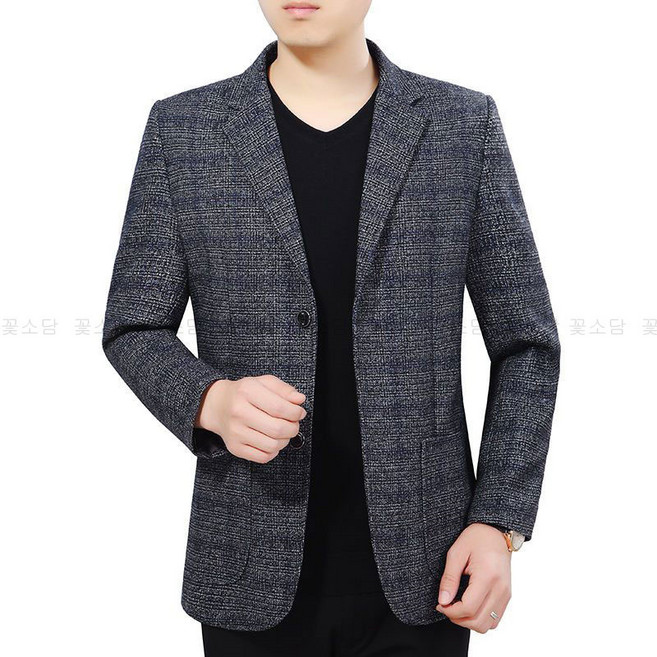 꽃소담 중년남성 봄가을 체크 정장 자켓 중장년 아빠 간절기 콤비 블레이저 데일리룩 하객룩 HXY26A31