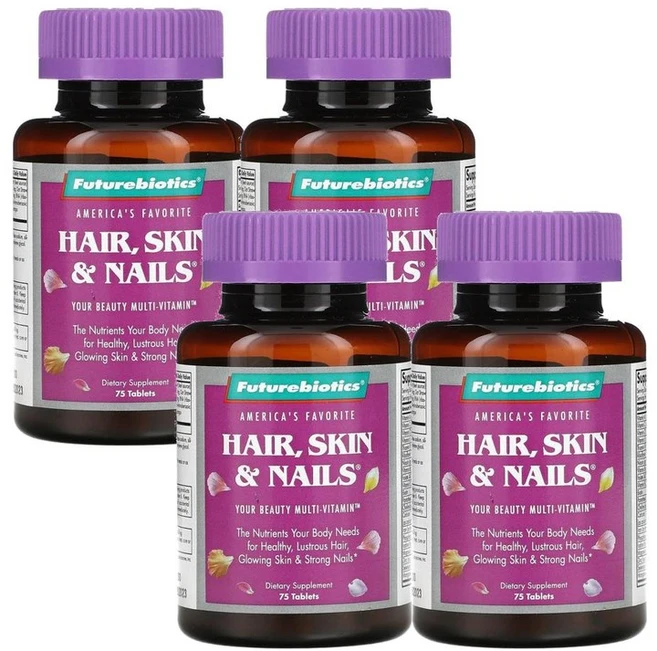 FutureBiotics 헤어 스킨 앤 네일 멀티비타민 75정 x4팩 - 쿠팡