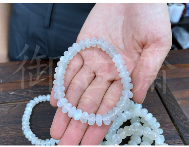 御古齋 清透白月光石算盤珠手鍊 戀人之石 多款尺寸 珠徑8mm