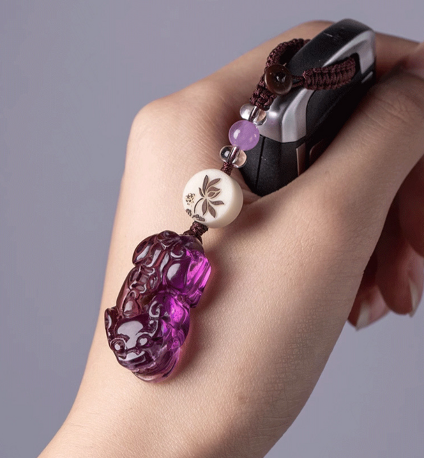 자수정 비휴 키링 천연 원석 키홀더 가방고리 백참