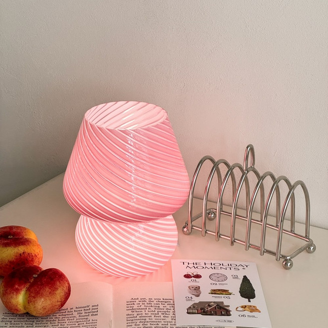 리빙블러썸 단스탠드 LED 무드등 머쉬룸 램프, 핑크 블로썸