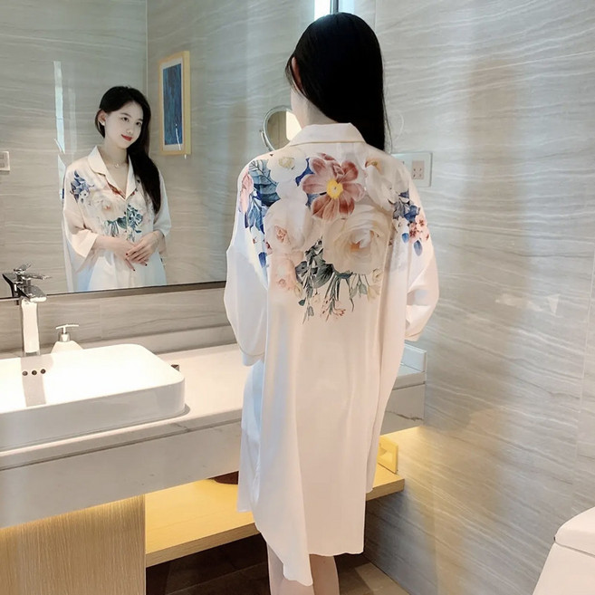 ANYOU 여름 잠옷 원피스 여름 여성 인스타 감성잠옷 빅사이즈 쿨링소재 홈웨어 여성 원피 스잠옷