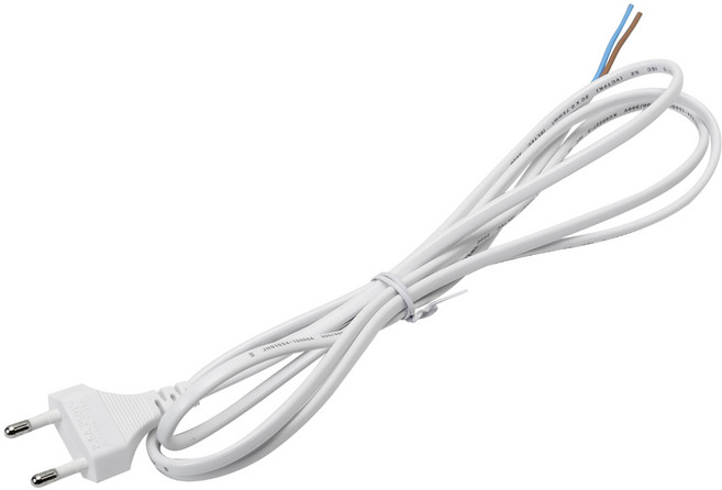 백색 브래트 코드선 2M 0.75SQX2C 무접지 파워코드 VCTFK 전원선 브래드, 1개