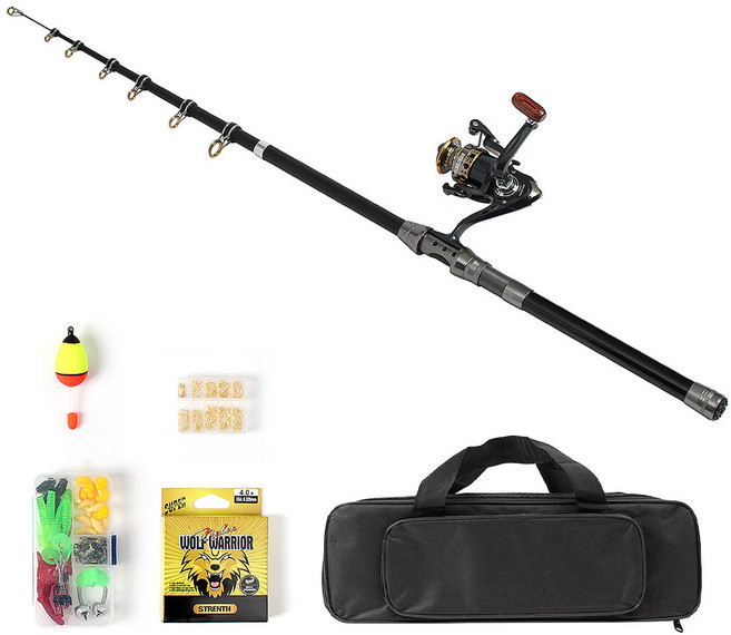골든웨이브 스피닝릴 루어낚시 카본낚싯대 세트 2.7m, 1개