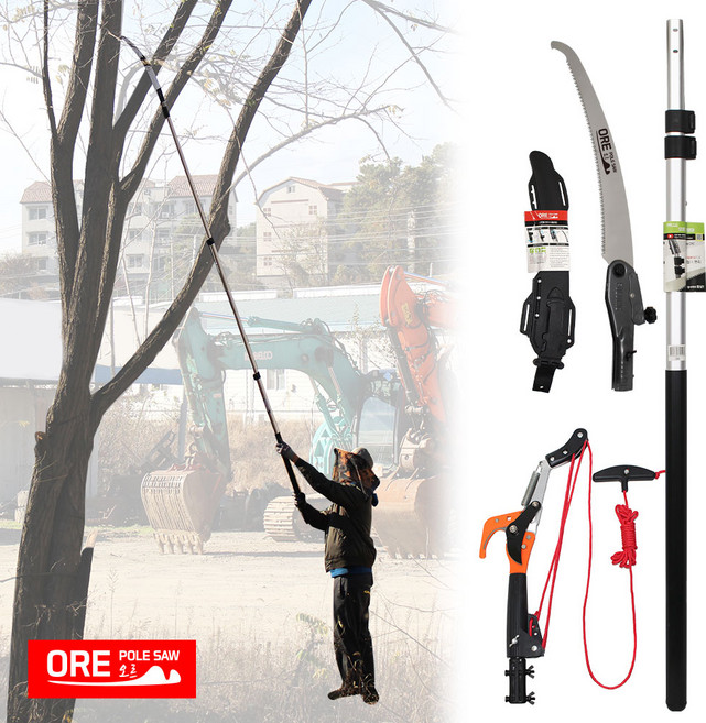 ORE오르 고지톱 로프식가위 세트 전지 전정 장대 톱 가위 가지치기, 1개