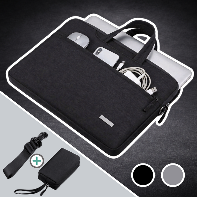 아베냐 심플한 속기모 충격흡수 노트북 가방 16인치 17인치+어깨끈+파우치 증정, 1개, 블랙