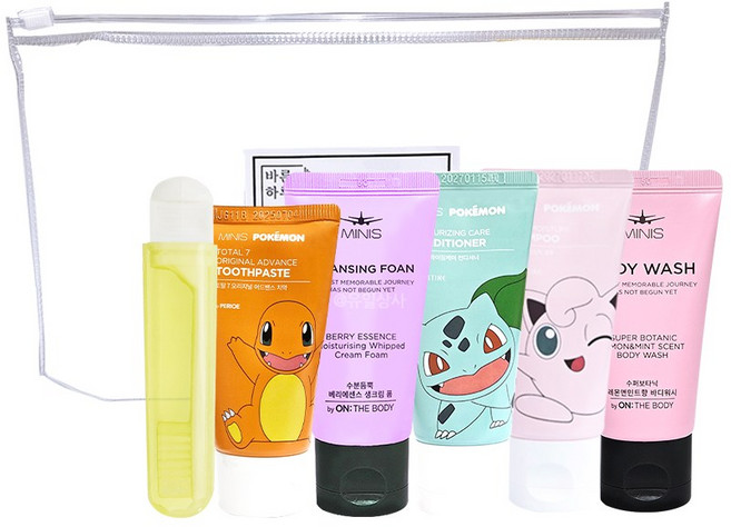 여행용 6종 세트 샴푸 린스 바디 폼클렌저 치약 칫솔, 1세트
