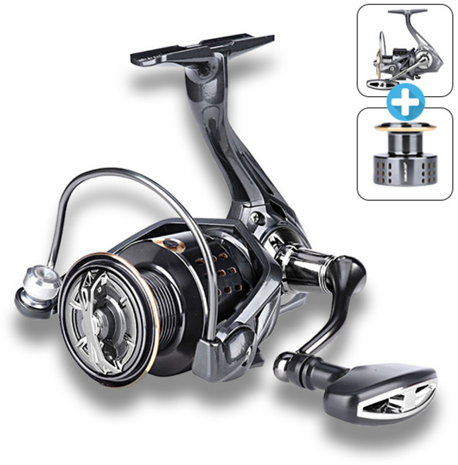 DEUKIO 대륙 스텔라 선상 갯바위 바다낚시 민물공용 스피닝릴 / 낚시릴 + 추가 스폴증정 패키지, 2000