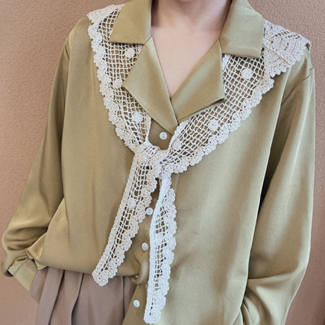 티큐 여성 레이스 펀칭 페이크 가디건 레이어드 라운드 어깨 숄 F362