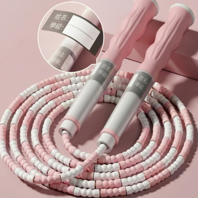 점프뽀짝 엉키지 않는 어린이 대나무마디 줄넘기 보관가방 포함 이름 학급 기재 가능 길이조절 파스텔 4색, 1개, 핑크