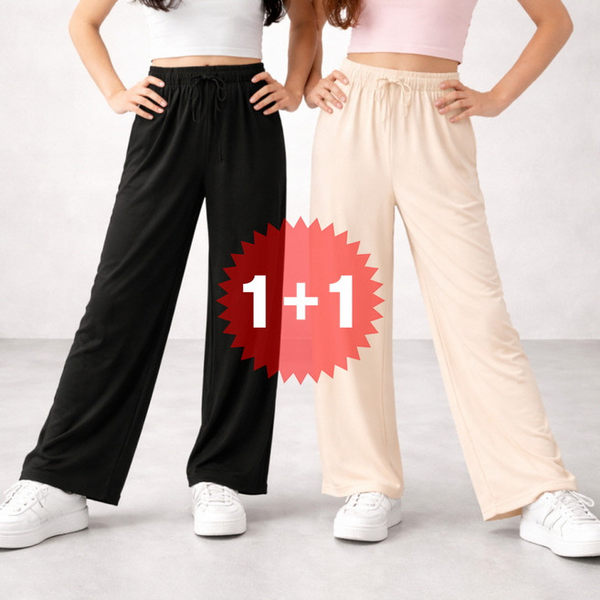 지디오 주니어 여아 와이드 아이스 팬츠 2개 세트 찰랑찰랑 밴딩 슬랙스 여름 바지