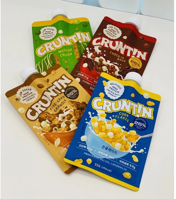 크런틴 크런치볼 단백질쉐이크 50g 8p 1세트 4종(초코이즈백 말차크러쉬 콘플레이키 오곡 그래놀라) - 쿠팡