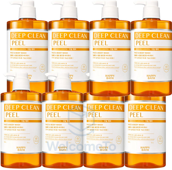 해피바스 딥클린 아하바하 각질케어 올인원 바디워시 시트러스 향, 900g, 8개