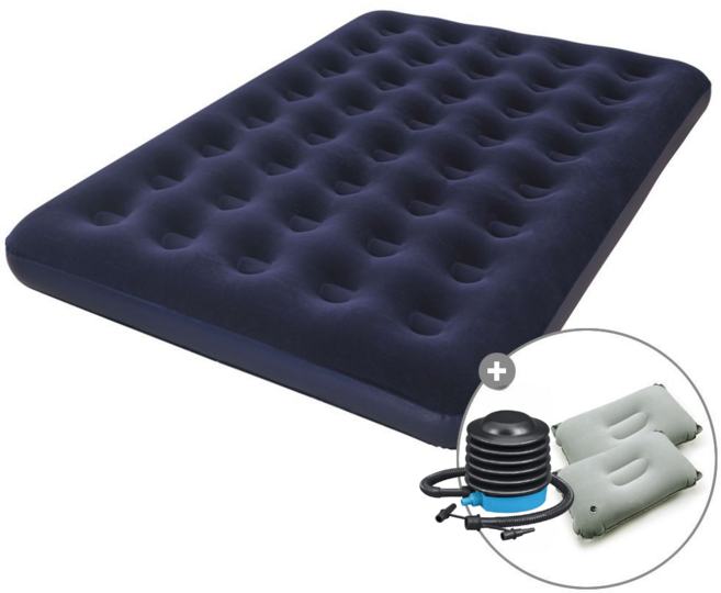 캠프빌리지 베스트웨이 에어매트+베개 2개+작은발펌프 세트, 블루(작은발펌프)