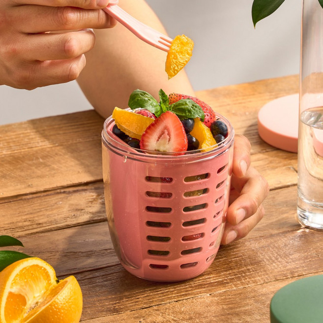 일상드림 후르츠팟 런치팟 밀프랩 과일 도시락통, 2개, 노르딕 핑크