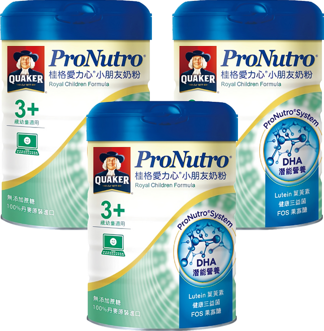 桂格 ProNutro 愛力心 小朋友奶粉 3歲以上 成長配方, 825g, 3罐