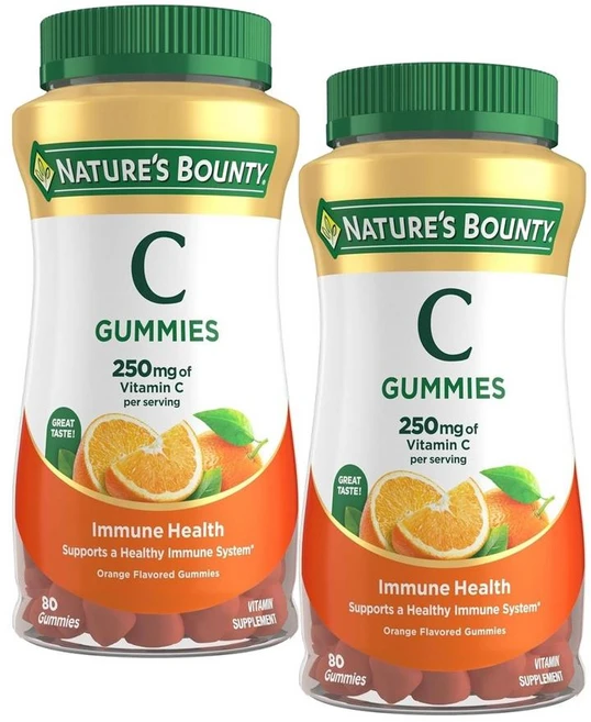 Nature's Bounty 네이쳐스바운티 비타민C 250mg 구미 젤리 80개 2팩, 2개 - 쿠팡