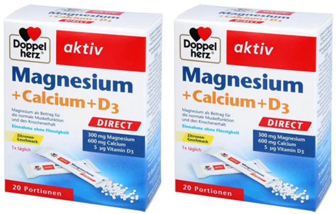 도펠헤르츠 액티브 마그네슘 300mg + 칼슘 600mg D3 5mcg, 20회분, 2개 - 쿠팡