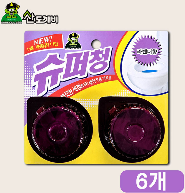 산도깨비 슈퍼청 변기세정제, 80g, 6개