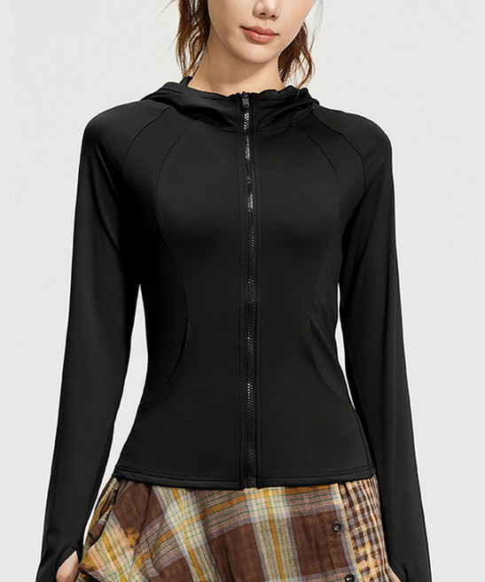 지디오 여성 스포츠 긴팔 티셔츠 후드 집업 롱 슬리브 슬림핏 운동복 요가복 필라테스