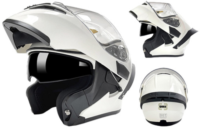QIKE 모듈러 시스템 풀페이스 오토바이헬멧, BC40화이트