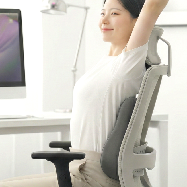 마인드랩 바른자세 사무실 등받이 허리쿠션, 그레이