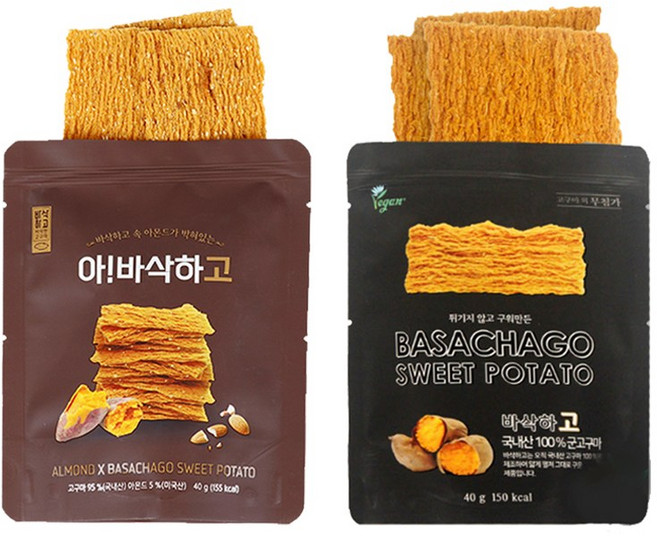 바삭하고 고구마칩 40g 아몬드 바삭하고 고구마칩 40g 세트, 1세트