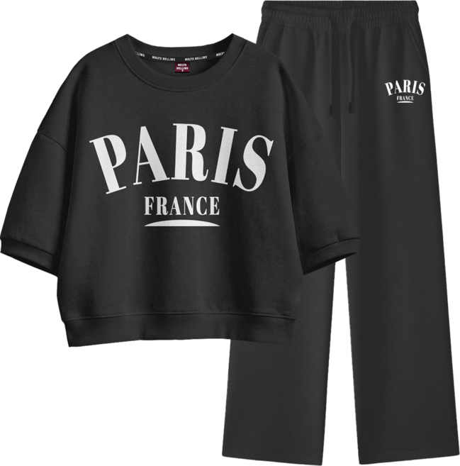 몰토벨리노 토르소 TSF 파리프랑스 세미오버핏 크롭 반팔 맨투맨 일자팬츠 세트