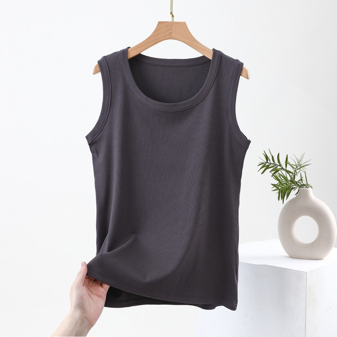 여성 빅사이즈 골지 나시티 베이직 라운드 민소매 티셔츠 2XL~4XL 4color ZE-2586