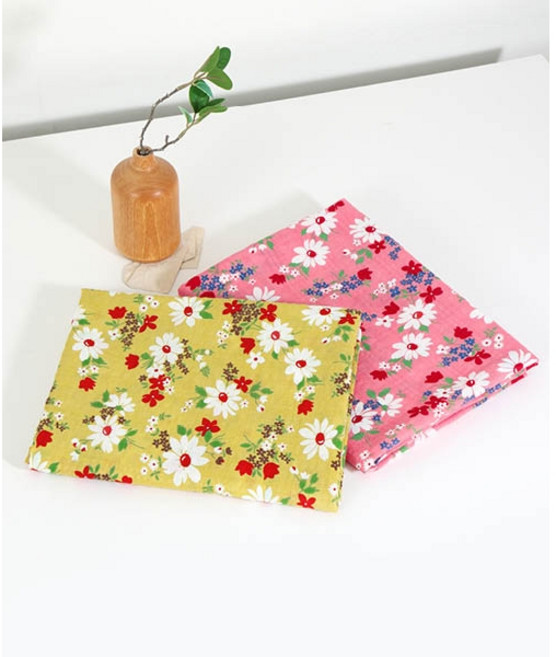 패션스타트 여름 블라우스 원피스 면레이온 CR 플라워 꽃 원단 천, 1개, 01) 머스타드