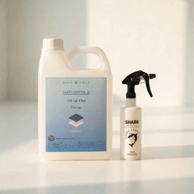 블랙홀 글라스 코팅큐 + 분사기 유리발수코팅제 자동차유리 욕실거울 물때제거 코팅제, 1개, 1.8L