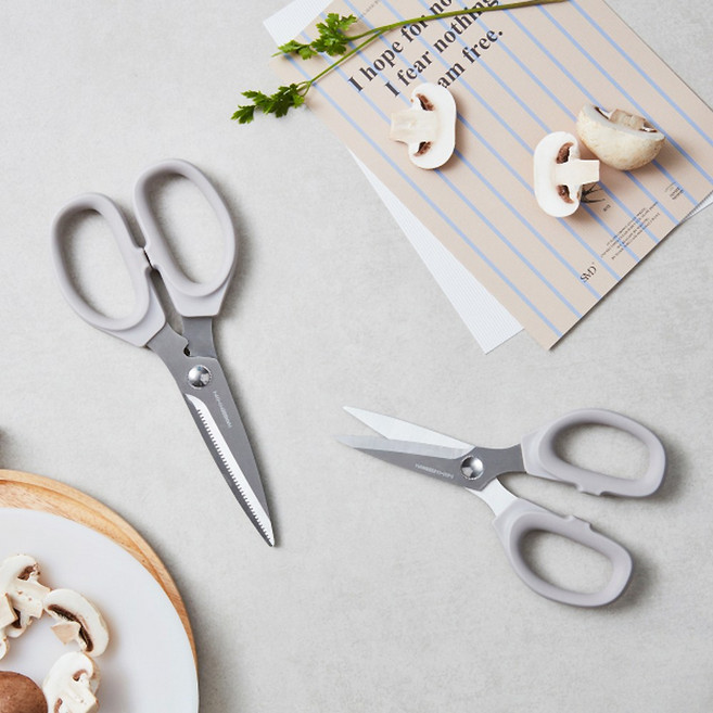 1+1 한샘 컬러 주방 가위 스텐 만능, 웜그레이, 1세트