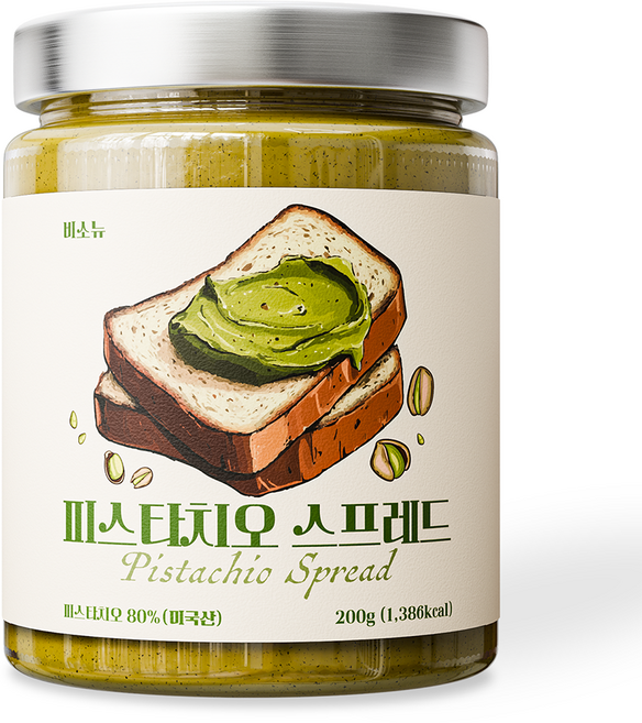 비소뉴 달콤한 피스타치오 스프레드, 200g, 1개