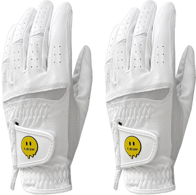 티드로우 반양피 골프장갑 남성용 왼손착용, 화이트