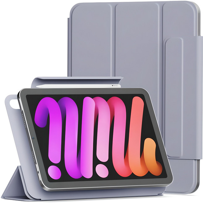 신지모루 마그네틱 폴리오 애플펜슬 커버 아이패드 케이스, 라벤더 퍼플, 1개