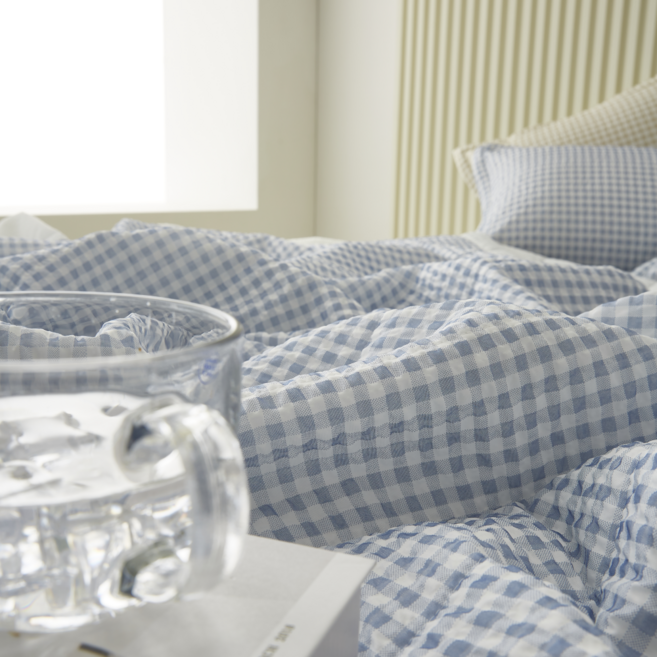 프라미스 여름이불 세트 깅엄체크 리프 4Color 시어서커 이불