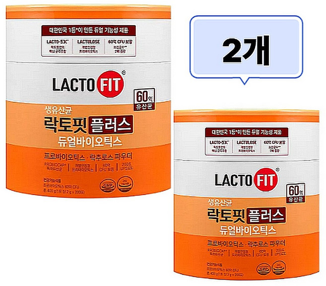 락토핏 플러스 듀얼바이오틱스 200p, 400g, 2개