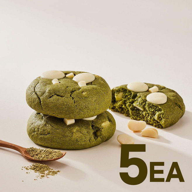 티켄쿠키 수제 화이트말차 르뱅쿠키, 5개, 120g