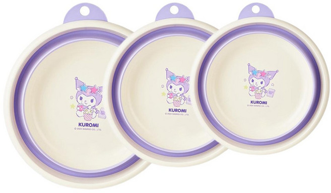 HAIPAI 캐릭터 다기능 폴딩 대야 소형 + 중형 + 대형 세트, 퍼플쿠로미, 1세트