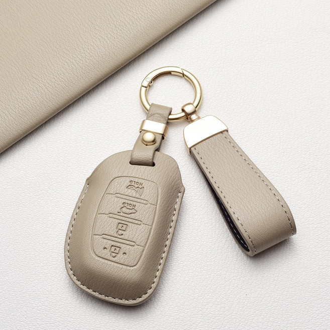 [즉시출고] 현대 키케이스 프라다 가죽 디자인 / 고급스러운 방scratch 방마모 / 쏘나타 아반떼 투싼 캐스퍼 아이오닉 등 호환, 현대 A4 타입, 회갈색