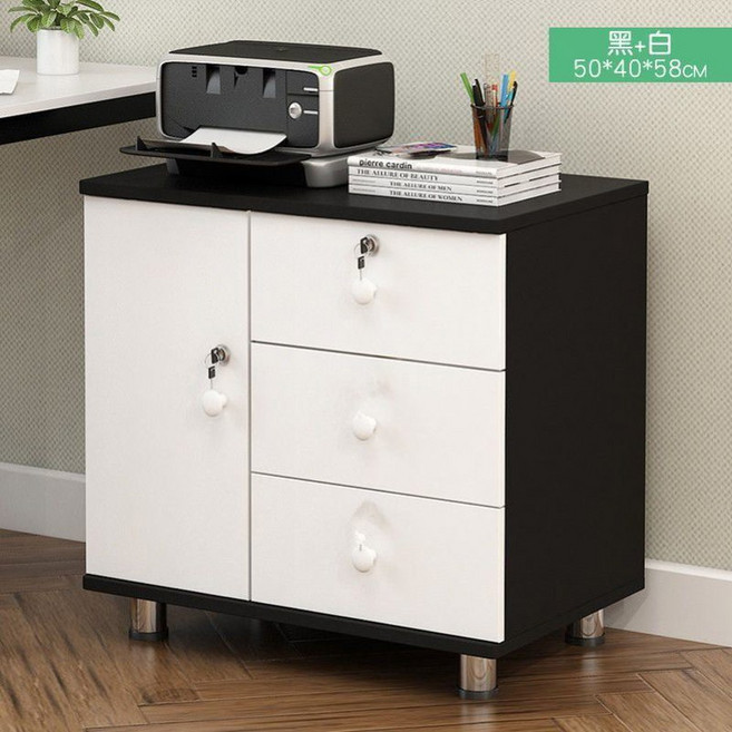 이동식서랍장 책상보조서랍 3단 4단 바퀴달린 보 납 서류 사무용 0 6mm, A타입 블랙 화이트2락50 40 58, 1개