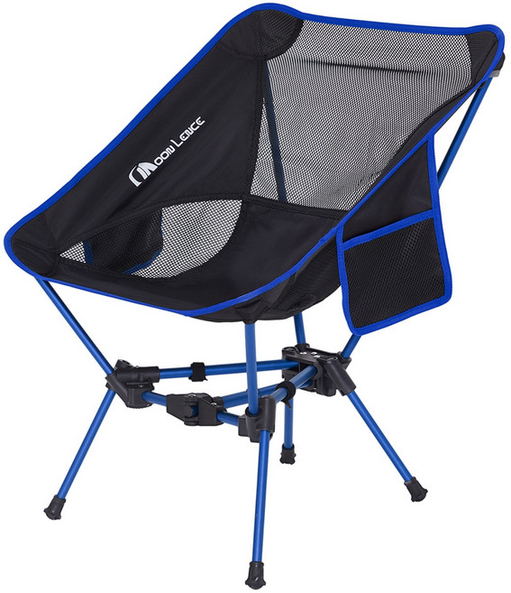 MOON LENCE 초경량 접이식 캠핑의자 고강도 안정성 맥스 하중150kg 900D 옥스포드+A7075듀랄루민, 1개, 블루블랙